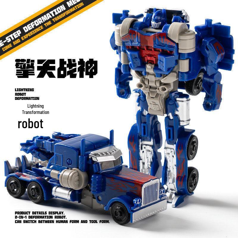 One-Step Transforming Car Toy: Children's Educational Robot Action Figure - Optimus Prime & Bumblebee Gift