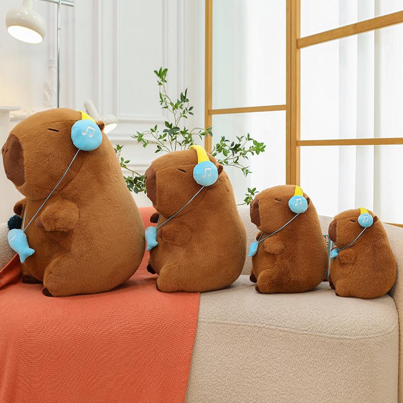 Capybara Headphones Plush Pillow: Adorable Sleeping Doll & Birthday Gift