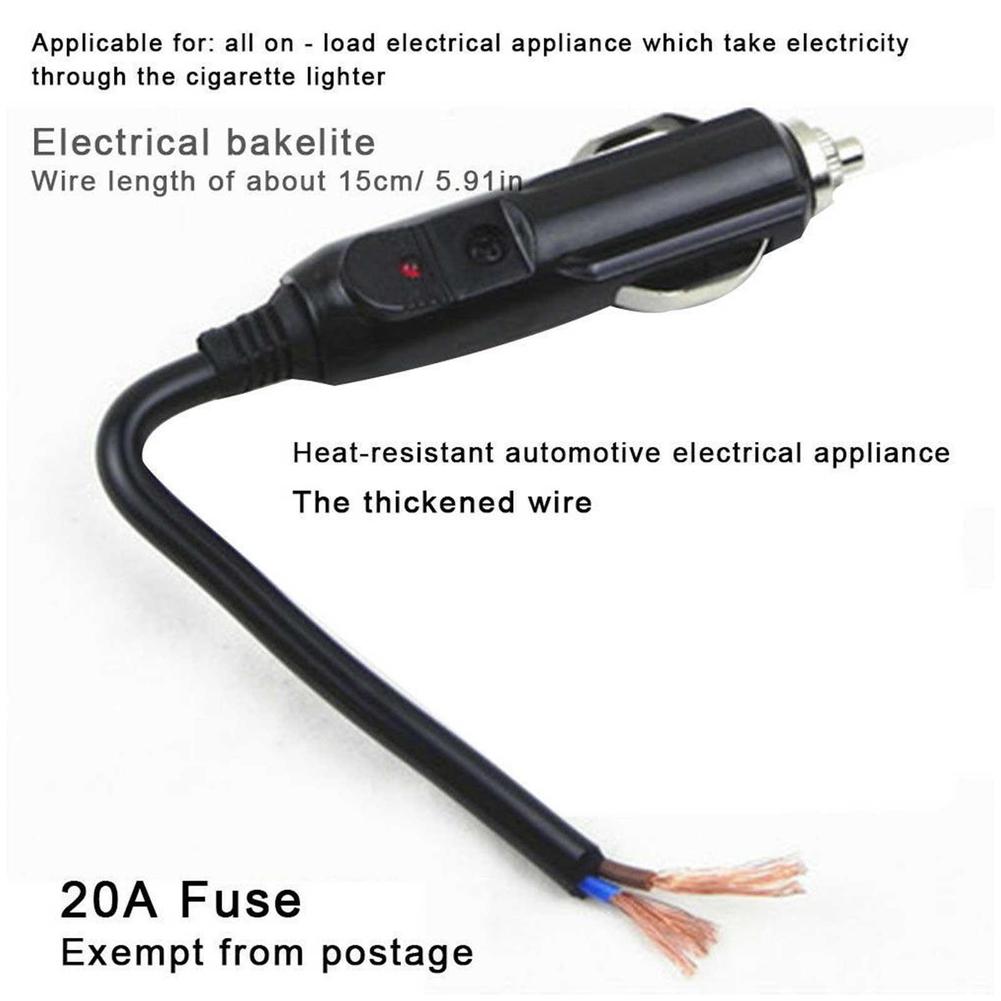 12V To 24V Car Cigarette Lighter Plug Male Head With Indicator Light Vehicle Electrical Cigarette Lighter Plug Charger Adapter