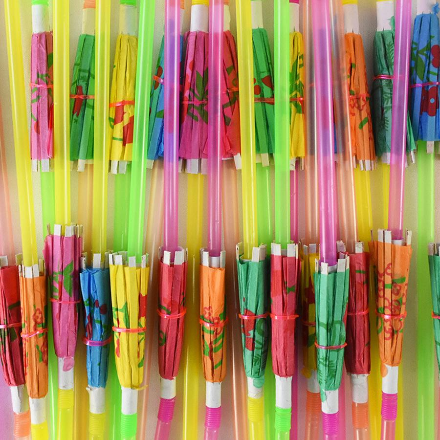 20/50pcs Colorful Drinking Straw with Paper Umbrella Festival Party Restaurant Household Vacation Drinks Decor Straw XJM