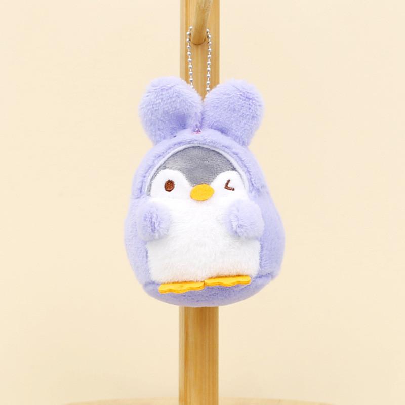 Charming Keychain Stuffed Animal Fluffy Penguin Bunny 11cm Pink Green Purple Purple Penguin Rabbit