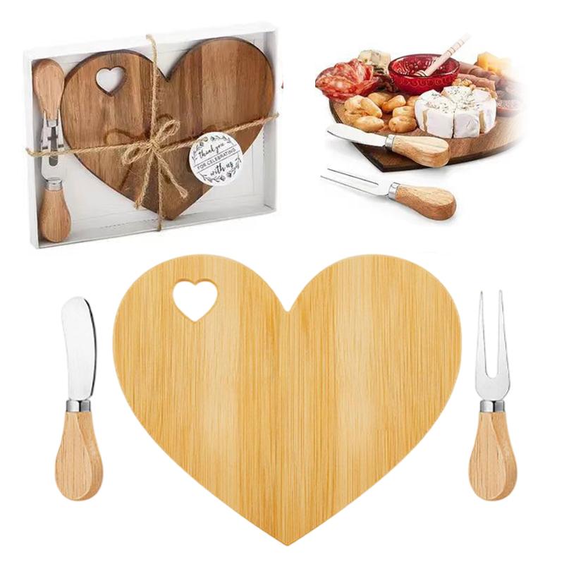 Heart Shape Cutting Board, Wood Heart Shaped Cutting Board Valentine's Day Gifts, Charcuterie Boards Bamboo Bread