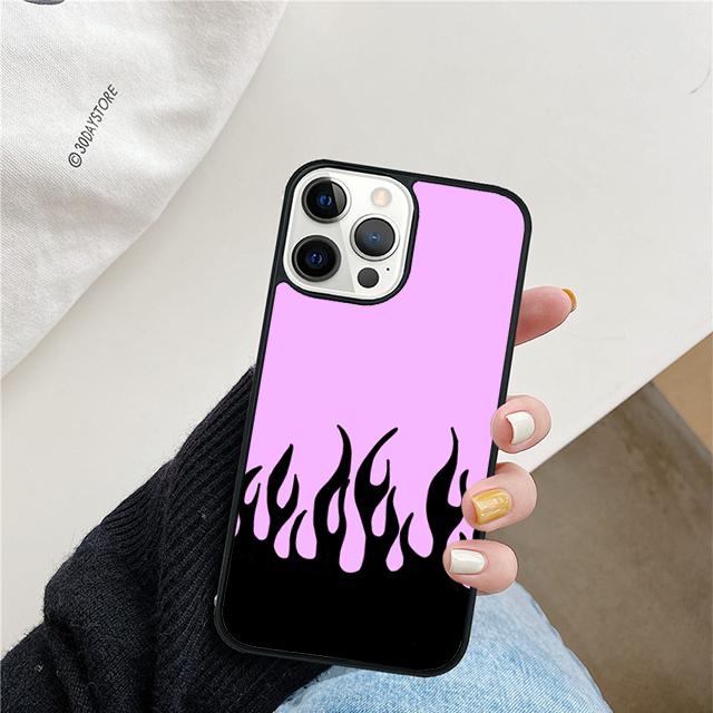 Flame Aesthetic Light Blue Fire Pink Phone Case For iPhone 17 Air 15 16 Cover  11 13 14 Pro Max 12 Plus Max XR