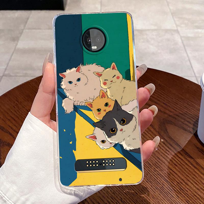 Jelly Casing For Motorola Moto Z3 Play Funda Coque Clear Silicone Soft TPU Back Cover Cute Cat Rabbit Heart Protective Case Capa