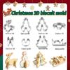 3D Christmas Cookie Cutters Set: Snowman, Reindeer, Sleigh & Tree - Stainless Steel