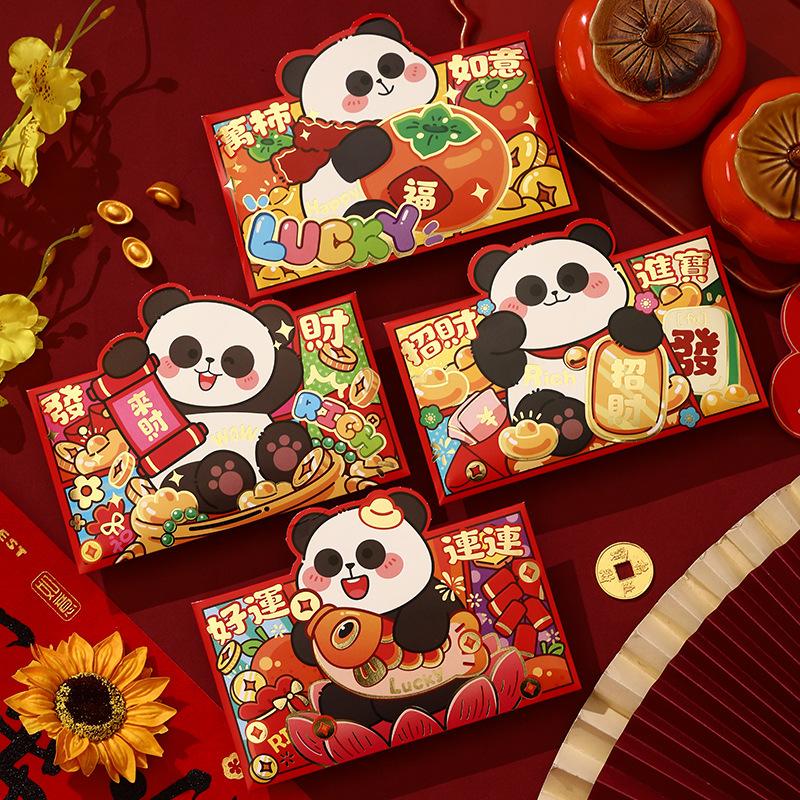 4Pcs Chinese New Year Lucky Red Envelope 2026 Horse Year Hangbao Spring Festival Zodiac Horse Red Packet New Year s Kids Gift