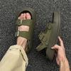 2025 New Summer Outer Sandals Open-toe One-pedal Platform Beach Shoes 371228 Olive green-J