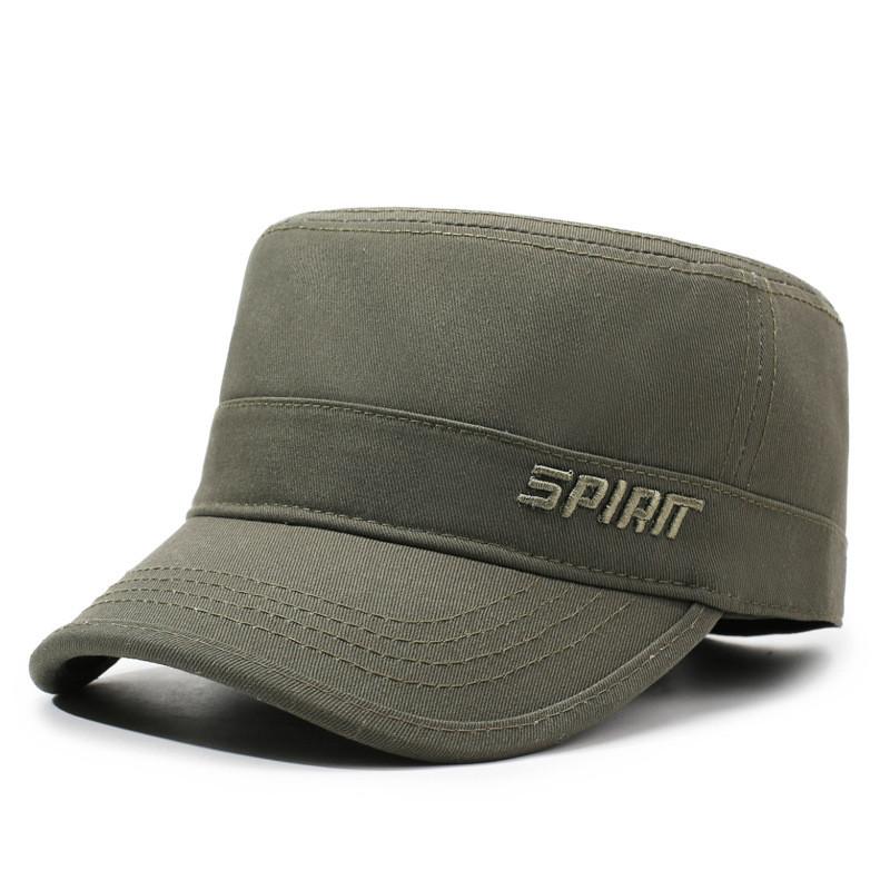 Mens Allseason Flat Top Cotton Hat With Embroidered Letters For Casual Sun Protection