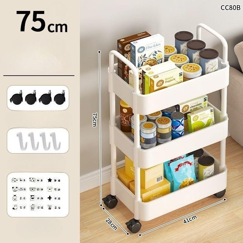 

Многоярусная мобильная стойка для хранения для ванной, кухни или спальни - напольная тележка-полка XL белый