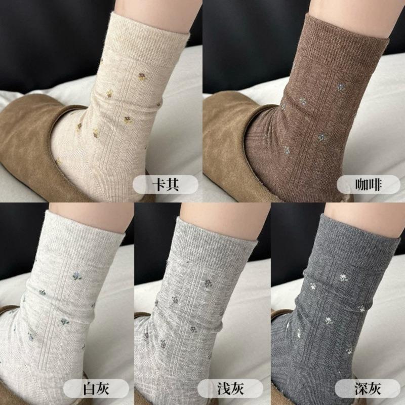 Small Floral Socks - Short Socks, Elegant Pile Socks, Long Socks