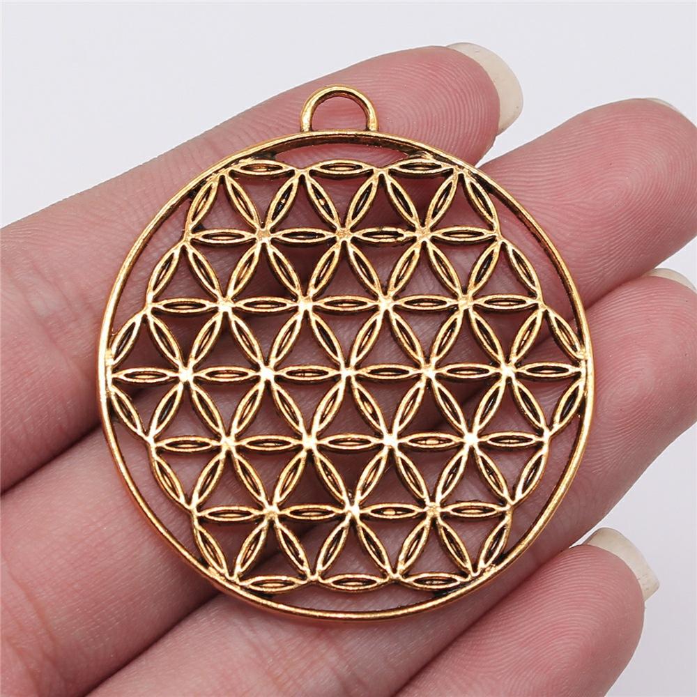 10pcs The Flower Of Life The Seed Of Life Charms Tibetan Silver Color Pendants Antique Jewelry Making DIY Handmade Craft