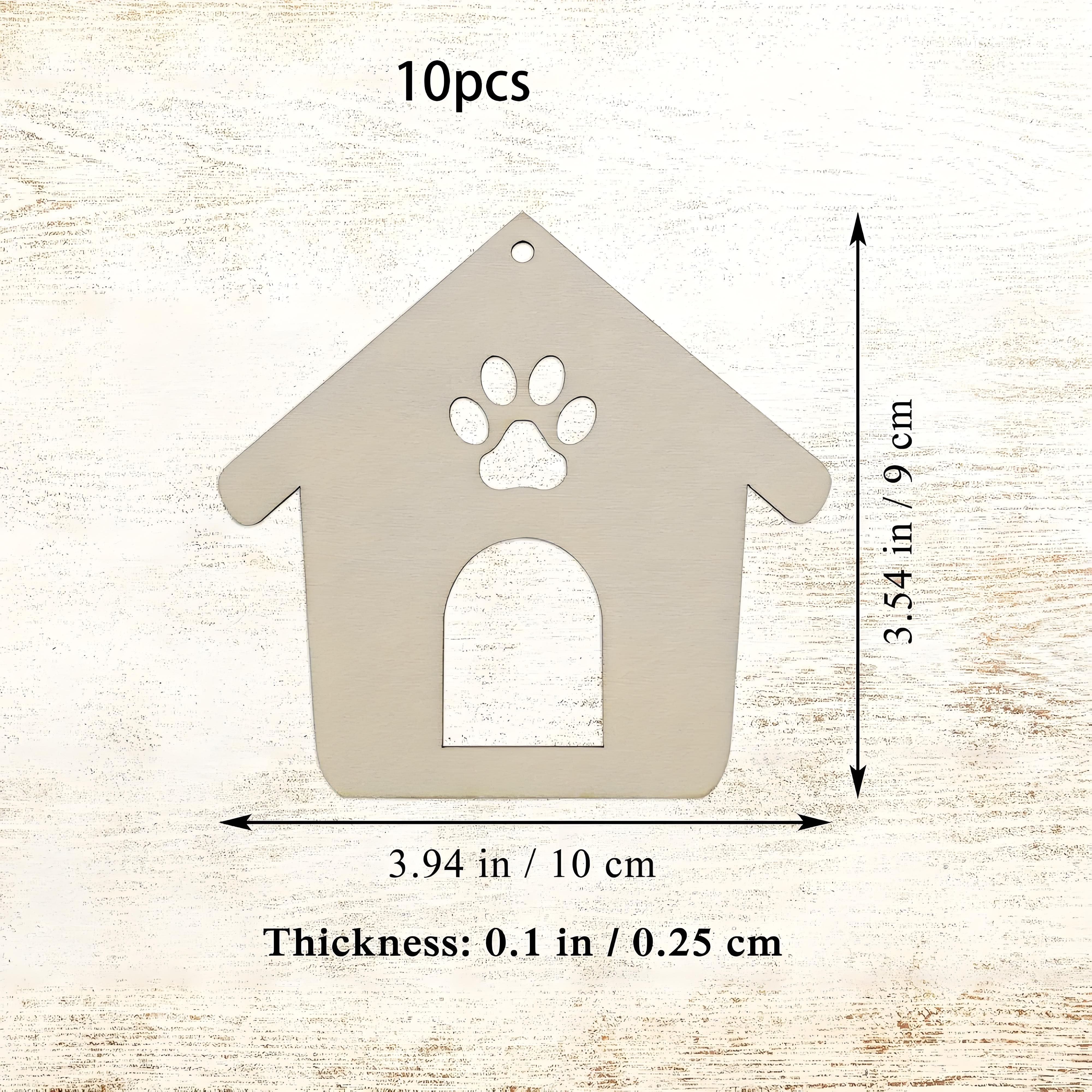 

20pcs Wooden Dog Paw House Cutout Crafts Cat Claw House Wood Hanging Ornaments Wood Tags for DIY Project Wedding Birthday Party