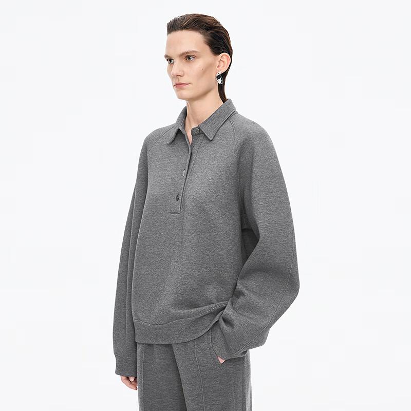 JNBY 2025 Autumn Polo Collar Pullover Sweatshirt