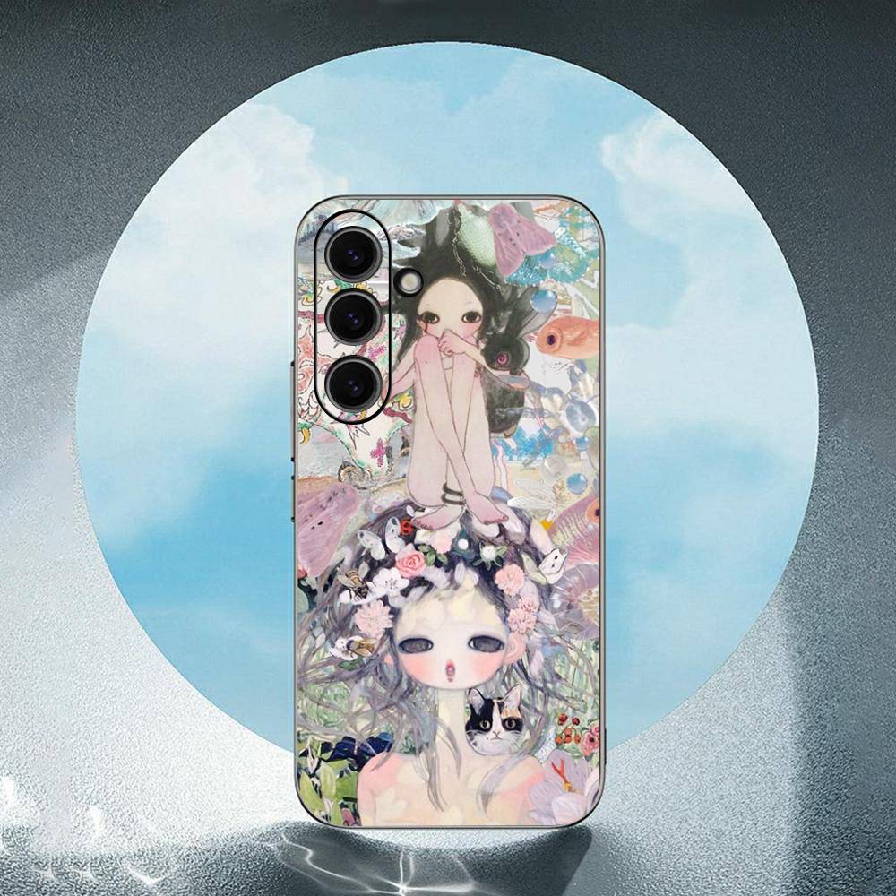 A-Aya Takano-O For Samsung Galaxy S25 S24 S23 Ultra S22 S21 Plus S20 Black Soft Silicone Protective Case