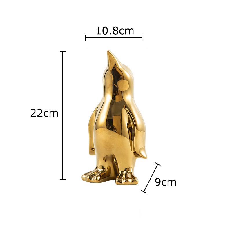 Creative Penguin Gold-plated Ceramic Statue Desk Decoration Penguin Sculpture Abstract Crafts Ornaments Room Aesthetics Decor
