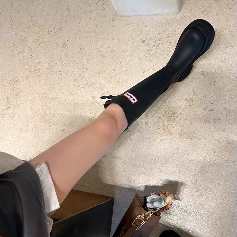 Non-slip tall red rain boots 2025 new outdoor camping rain shoes thick sole but knee boots knight boots women