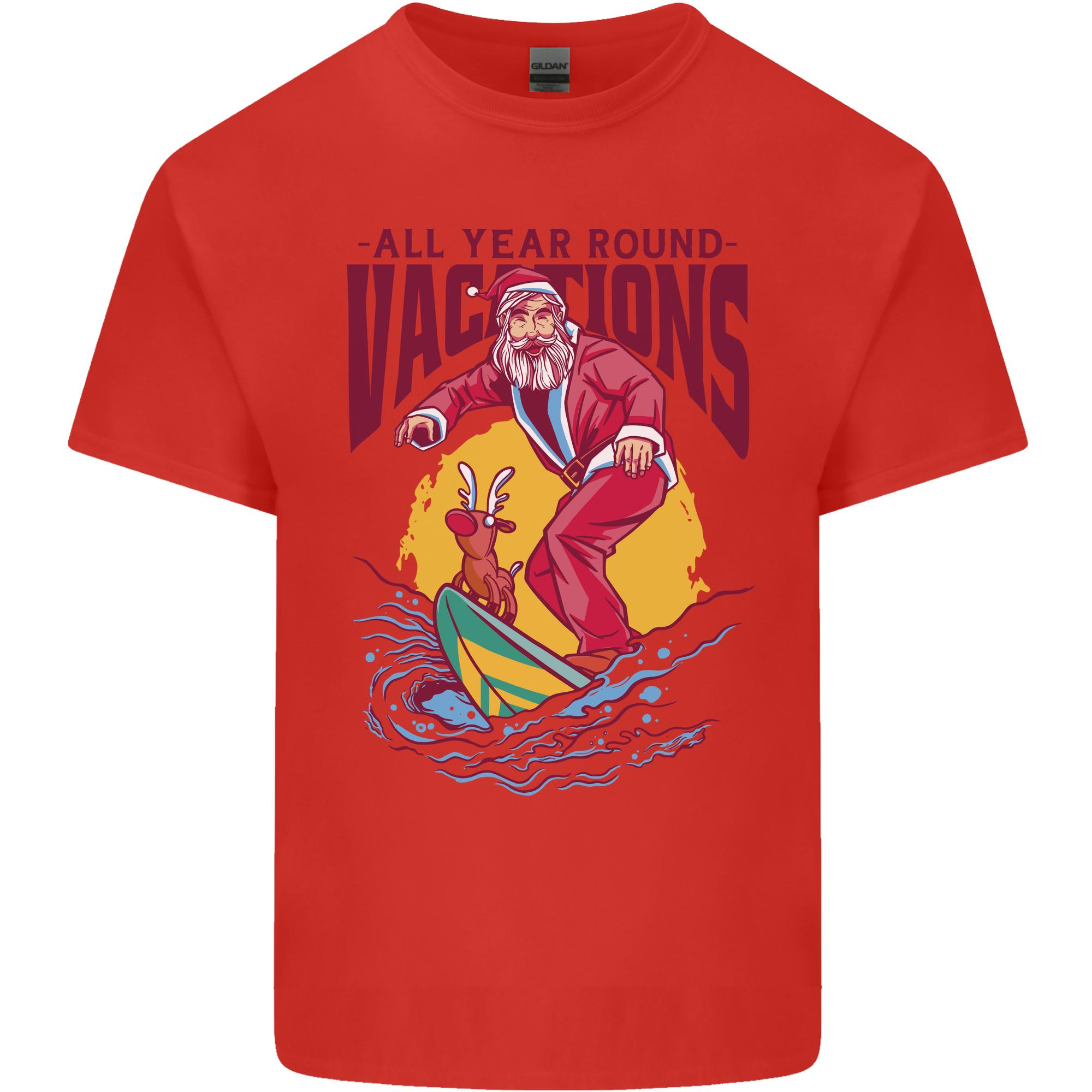 Santa Vacations Funny Christmas Surfer Surfing Unisexs Light Cotton TShirt S
