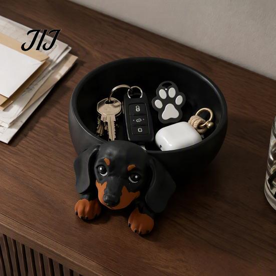 Novelty Jewelry Organizer 3D Printed Dachshund Storage Tray, Resin Dog Shaped Desktop for Keys Jewelry, Decorative Trinket Dish Trinkets Dish,