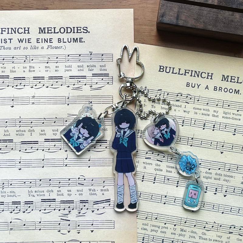 Cartoon Drip Glue Girl Acrylic Keychain Phone Lanyard Kawaii Backpack Pendant Charm Key Hanging Decoration Accessories Gift