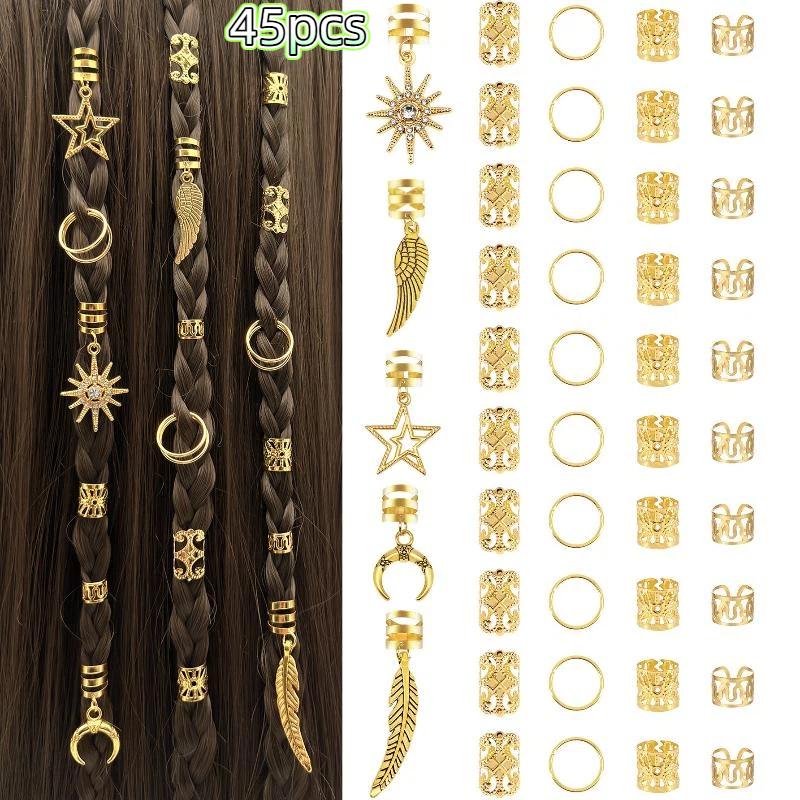 Dreadlock Accessories Bulk Set Alloy Spiral Braid Clips Gold Silver Colors Diy Festival Party Hair Jewelry Unisex Styling Kit
