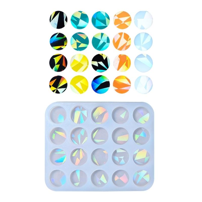 Silicone Mold for Earring Pendant Holographic Round Earring Resin Mold Rainbow Light Earring Keychain Charm Epoxy Mold