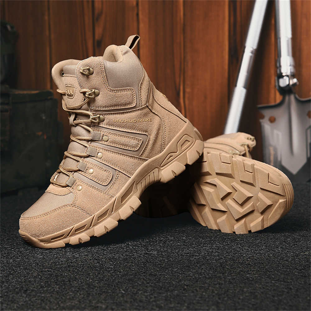 Fashion Slip Resistant Calf Leather Hiking Man Walking Shoes Desert Boots Men Outdoor Trekking Shoes Sneakers Sports Festival