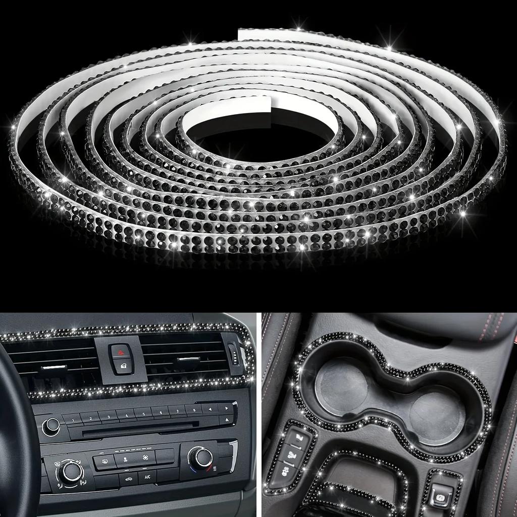 5m Self-Adhesive Rhinestone Trim Strips DIY Bling Rhinestone Car Strips Self-Adhesive Glitter Molding Stickers for Dashboard