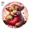 Non-Toxic Beautiful Highland Cow Animal Wooden Puzzle For Adults Children Wood Jigsaw Crafts Shaped Birthday Gift Toys Puzzle