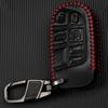 For Jeep Grand Cherokee Compass Dodge Charger Chrysler 200 300 300C Remote Key Cover Case Protect Key Chain Ring PU Leather Auto