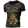 2025 Sommer Neu Heiß Vintage Wikinger Tattoo 3D Gedrucktes Herren T-Shirt Mode Street Bequem Atmungsaktiv Übergröße Lockeres Oberteil