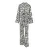 Womens Zebra Print Casual Streetwear Two-Piece Set Loose Fit Long Sleeve Top Straight Leg Pants