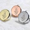 1pc Romantic Nice Flower Customized Name Mirror With Name Round Circle Mirror Fold Mirror Pocket Mirror Wedding Party Gifts