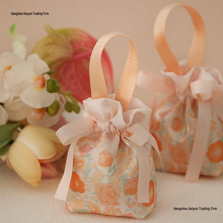 Wedding Candy Box and Bag Set - Reusable Cloth Bag and Empty Box for Wedding Favors and Packaging