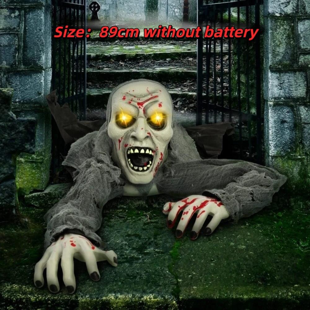 Bald Head Halloween Crawling Ghost Electric Climbing Zombie Figure Haunted House Prop