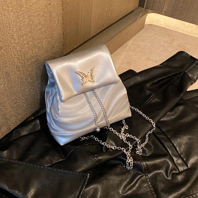 Mini small backpack women's backpack 2025 new fashion silver schoolbag girls college students niche chain bag
