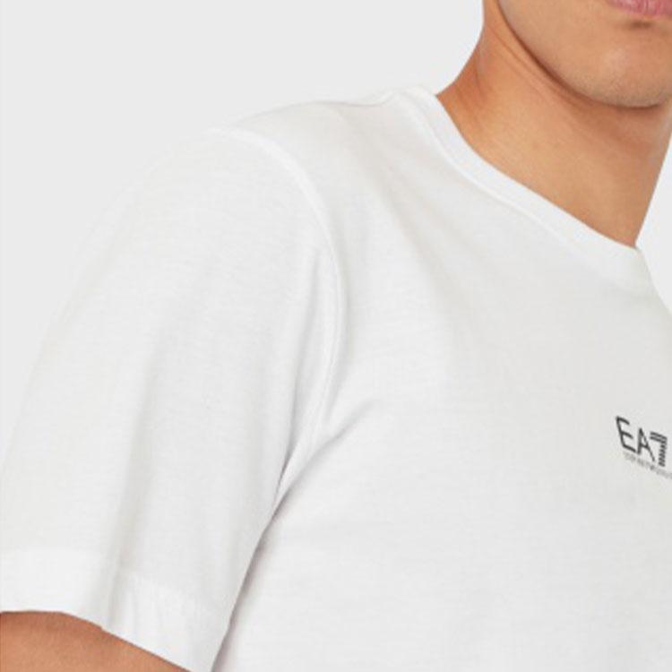 Emporio Armani EA7 SS22 Logo Print Crew Neck Short Sleeve T-Shirt Men Tops White 3LPT27-PJ7CZ-1100