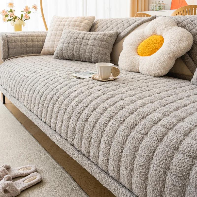 Modern Minimalist Style Cloud Velvet Sofa Cushion Autumn And Winter Thick Anti Slip Sofa Cover For Living Room Cloth Pad