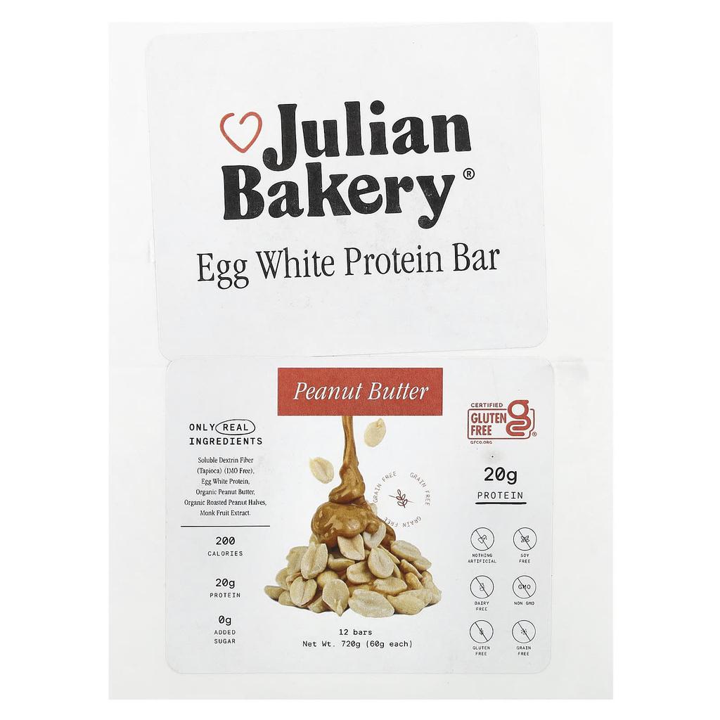 Egg White Protein Bar, Peanut Butter, 12 Pieces, 60G Each