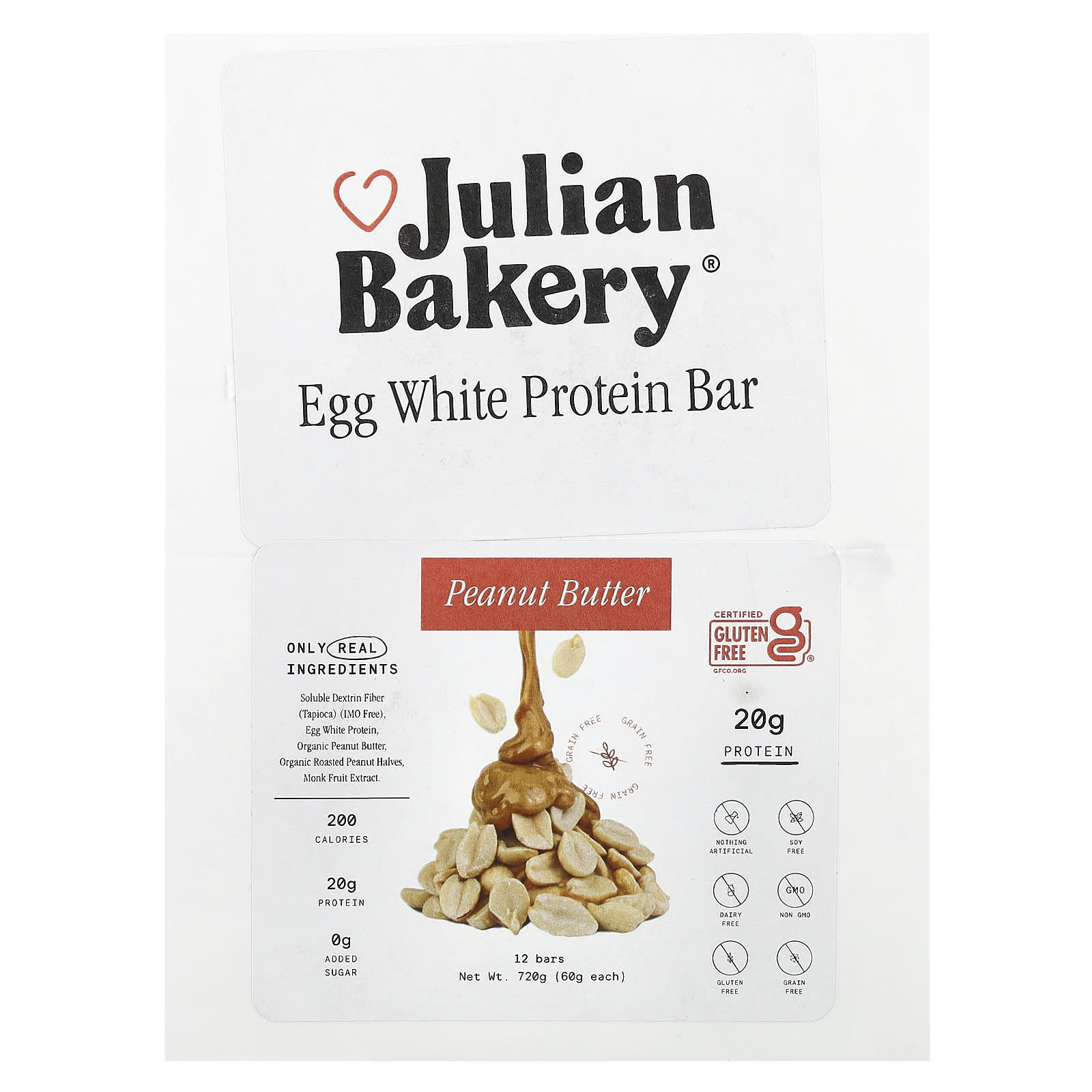 

Egg White Protein Bar, Peanut Butter, 12 Pieces, 60G Each