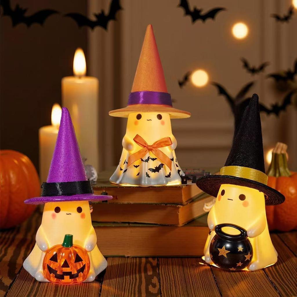 Halloween Glow Ghost Decorations, Outdoor Standing Ghost, Front Porch Yard Resin Crafts,