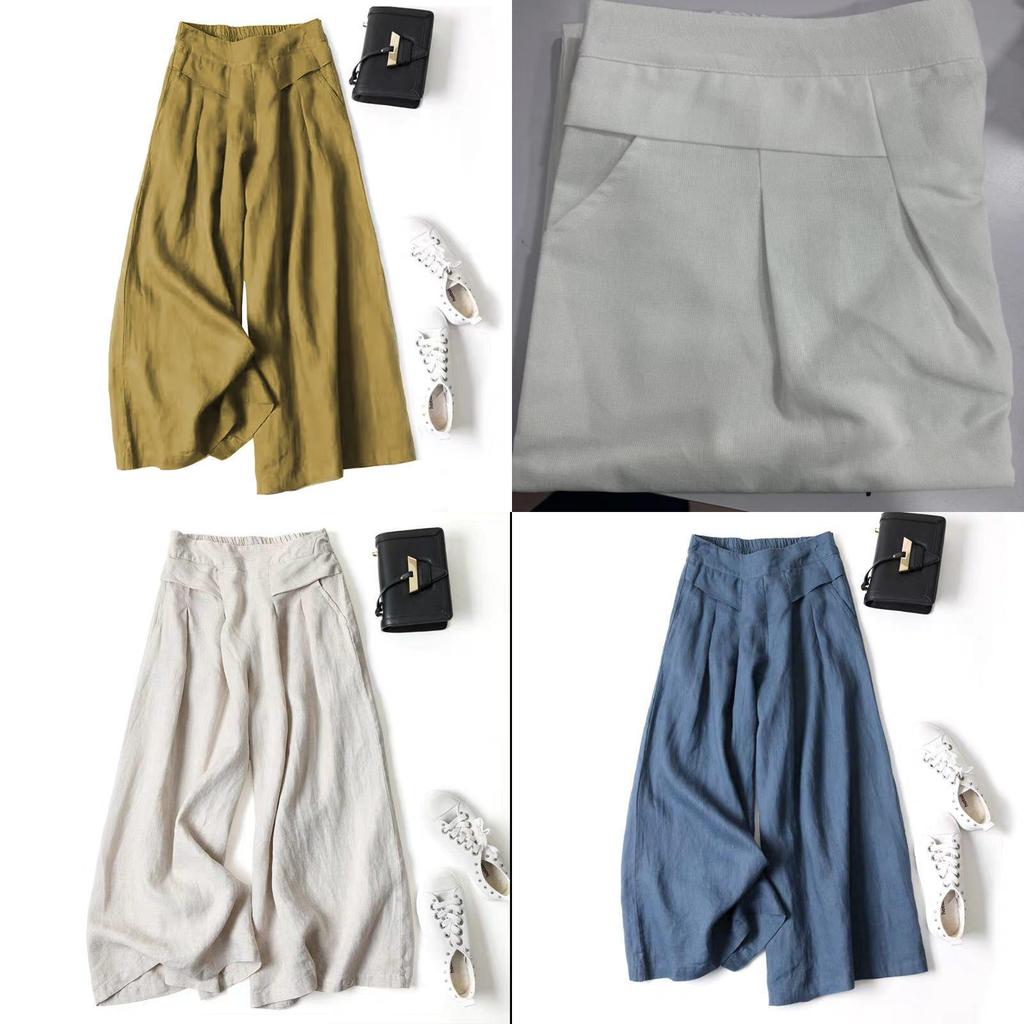 Cotton Linen Wide Leg Pants For Women With Pockets And High Waist Comfortable Spring Fashion