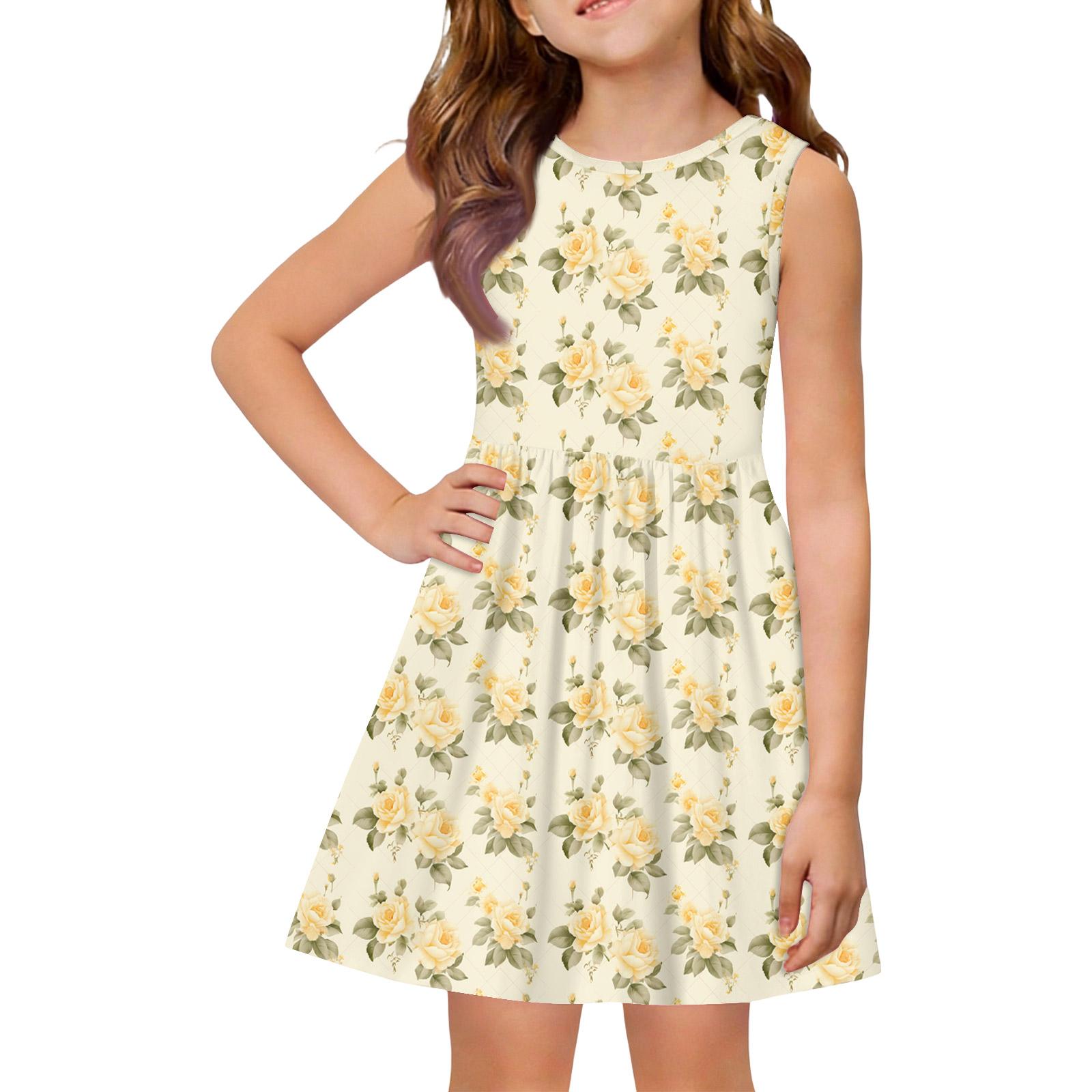 

Girls Summer Princess Dress - A-Line Vest Splice Dress 160 жовтий