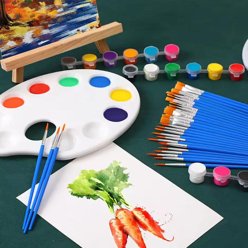 30/100Pcs Acrylic Painting Brushes Set Round Flat Hair Nylon Hair Paint Brush For Kid Artists Watercolor Oil Painting Brushes
