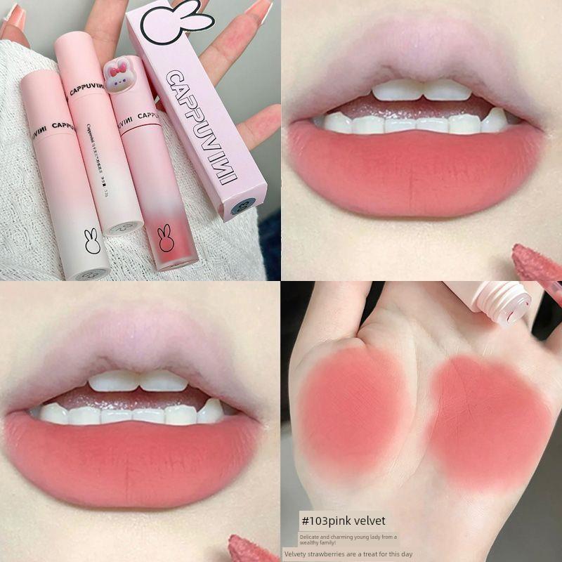Pink Macaron Lip Mud Velvet Soft Matte Lip Gloss That Brightens the Complexion and Does Not Dry Out the Lips, Dual-Use Lip Color Lipstick for Students