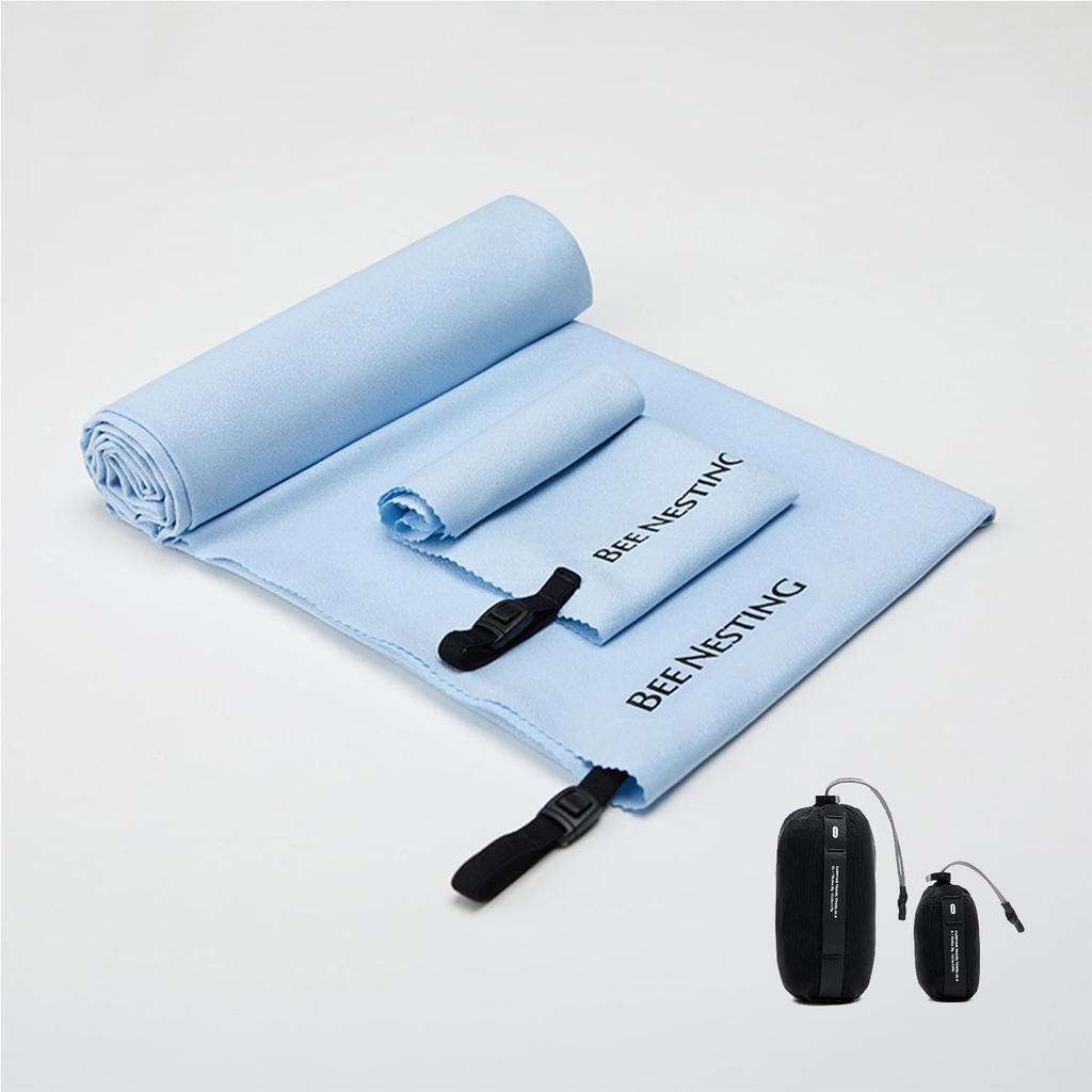 BeeNesting Ultralight Quick Dry Towel Extra Large Small Set Microfiber Sports Towel with Compact Storage Pocket for Backpacking Travel Climbing Beach