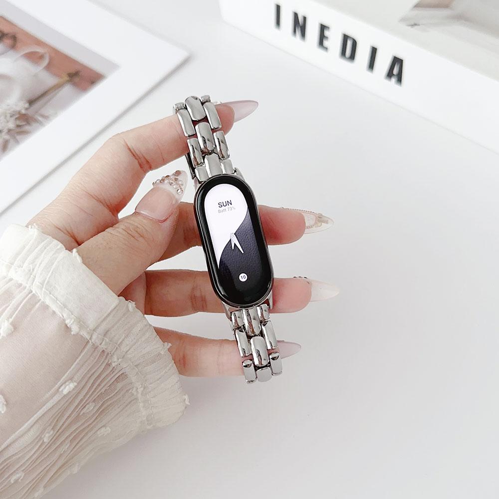 Slim Metal Band for Xiaomi Mi Band 8/9/10 Bracelet for Women Men Adjustable Dressy Watch Strap Replacement Wristband Mi Band 8