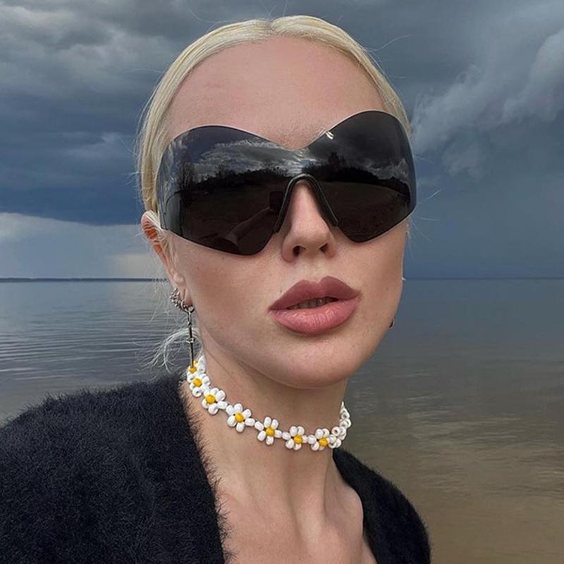 Y2K Sports Sunglasses Women Men Rimless Wrap Around Sun Glasses Luxury Designer Futuristic Shield Eyewear Shades