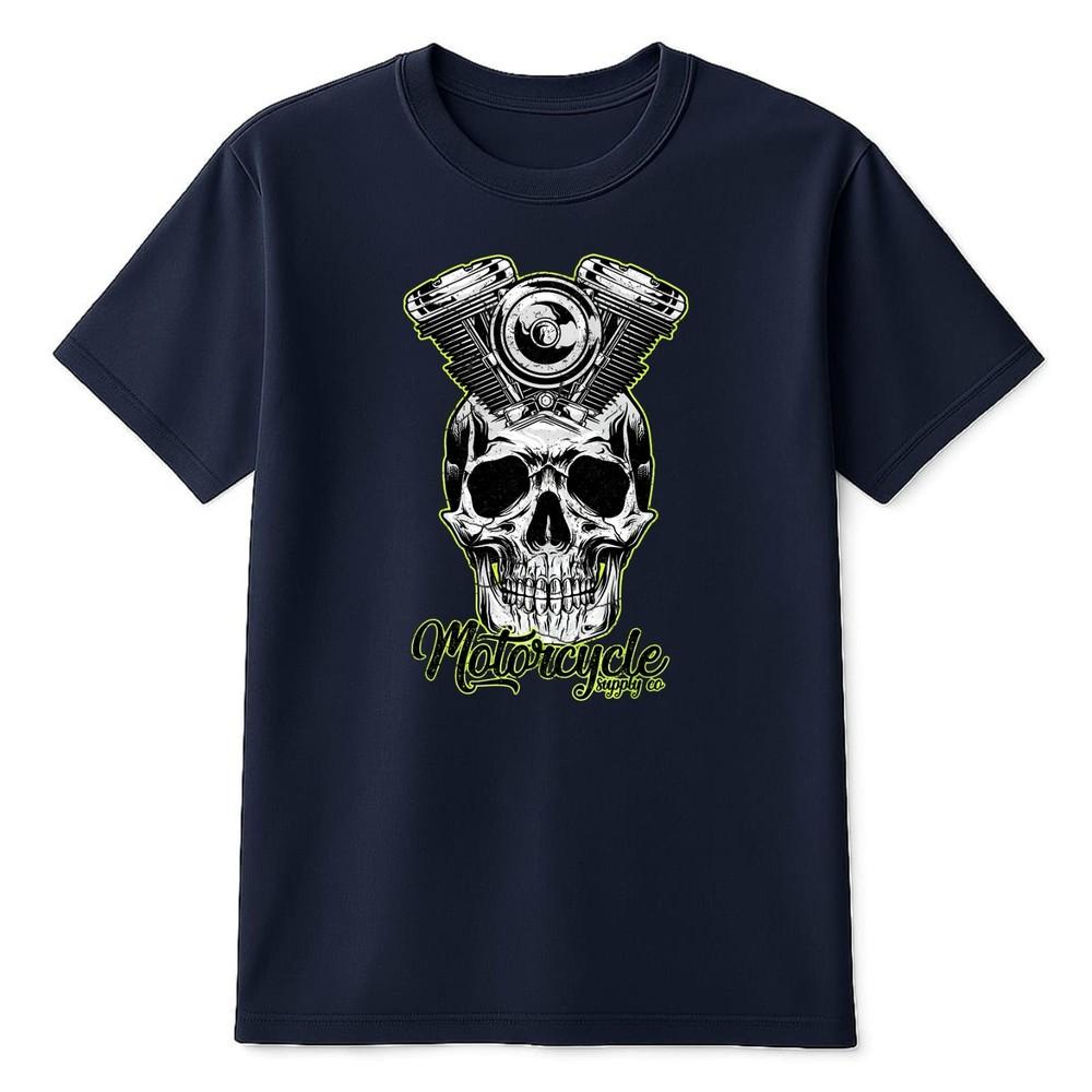 Motorcycle Motorbike Racing Skull TShirt Novelty Cool Retro Biker Engine Demon S