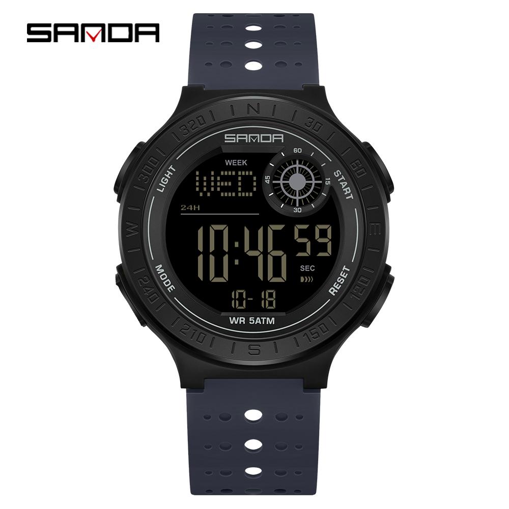 Fashion SANDA New 6337 Youth Electronic Watch Sports Multifunctional Waterproof LED Single Display Student Electronic Watch