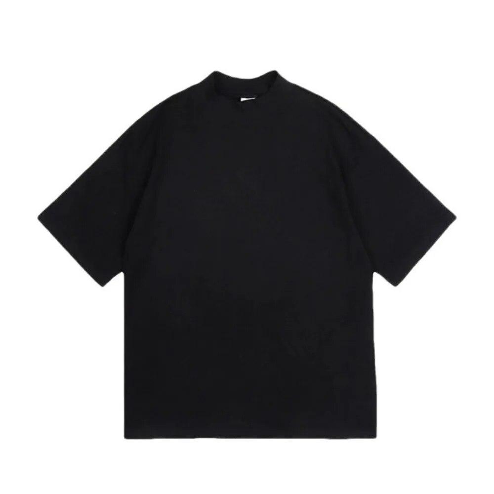 Men's Half Turtleneck Short-sleeved Summer T-shirt High Quality Loose Basic Shirt Casual Top Tees T-shirts Heiveywweight Shirts